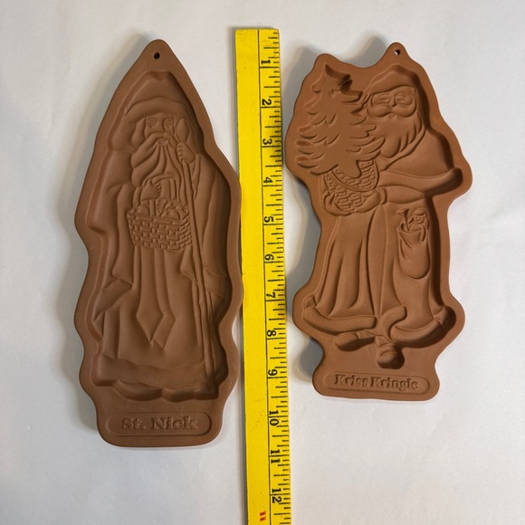 Longaberger Pottery Vintage Christmas Cookie Molds St Nick Kriss Kringle Set - Picture 4 of 14